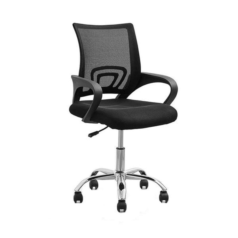 Cadeira Giratória Office Santiago Preto Base Cromada D`Rossi