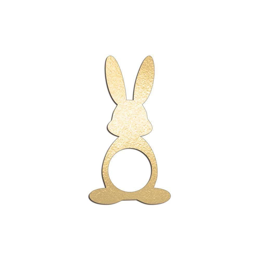Porta Guardanapo Coelho Frente Kit 4 Peças 5,5cmx10cm- Cria Arte Laser Dourado