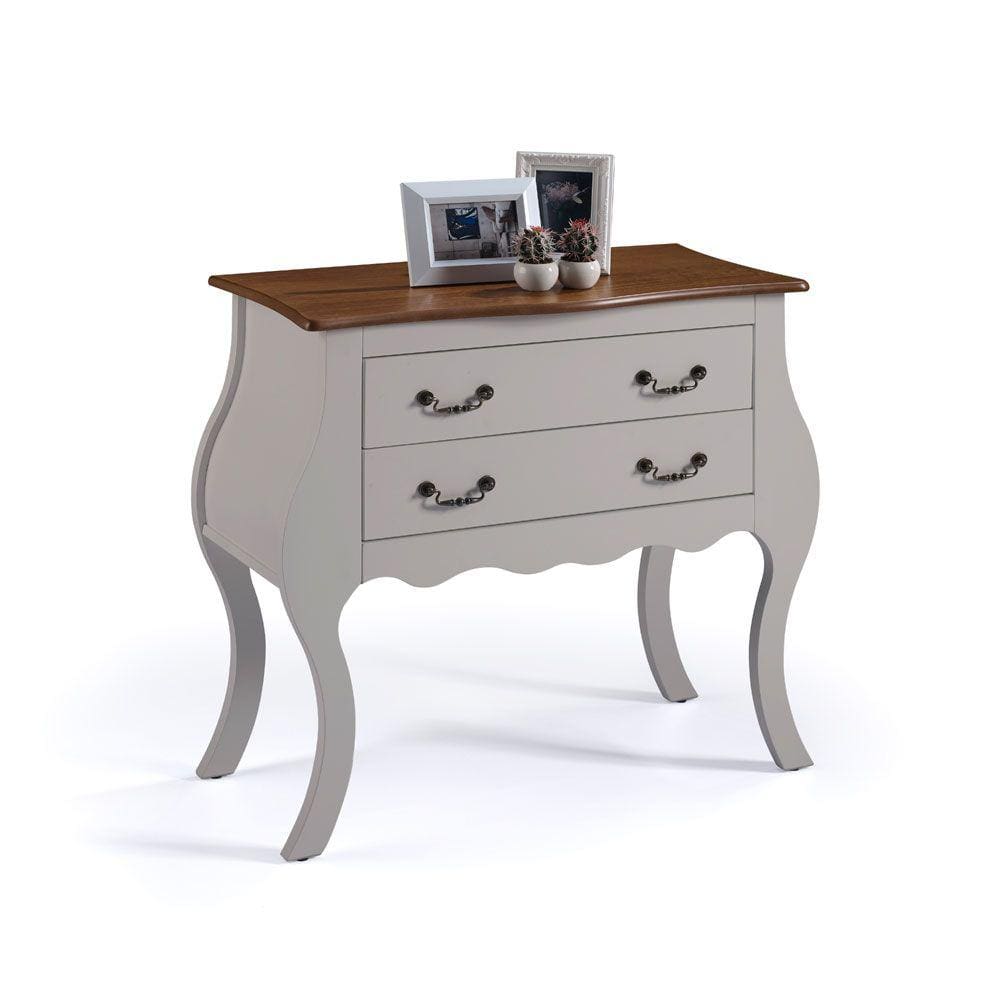 Cômoda Bombê com 2 Gavetas Linz Móveis 1007 - Off White/Imbuia Glazer