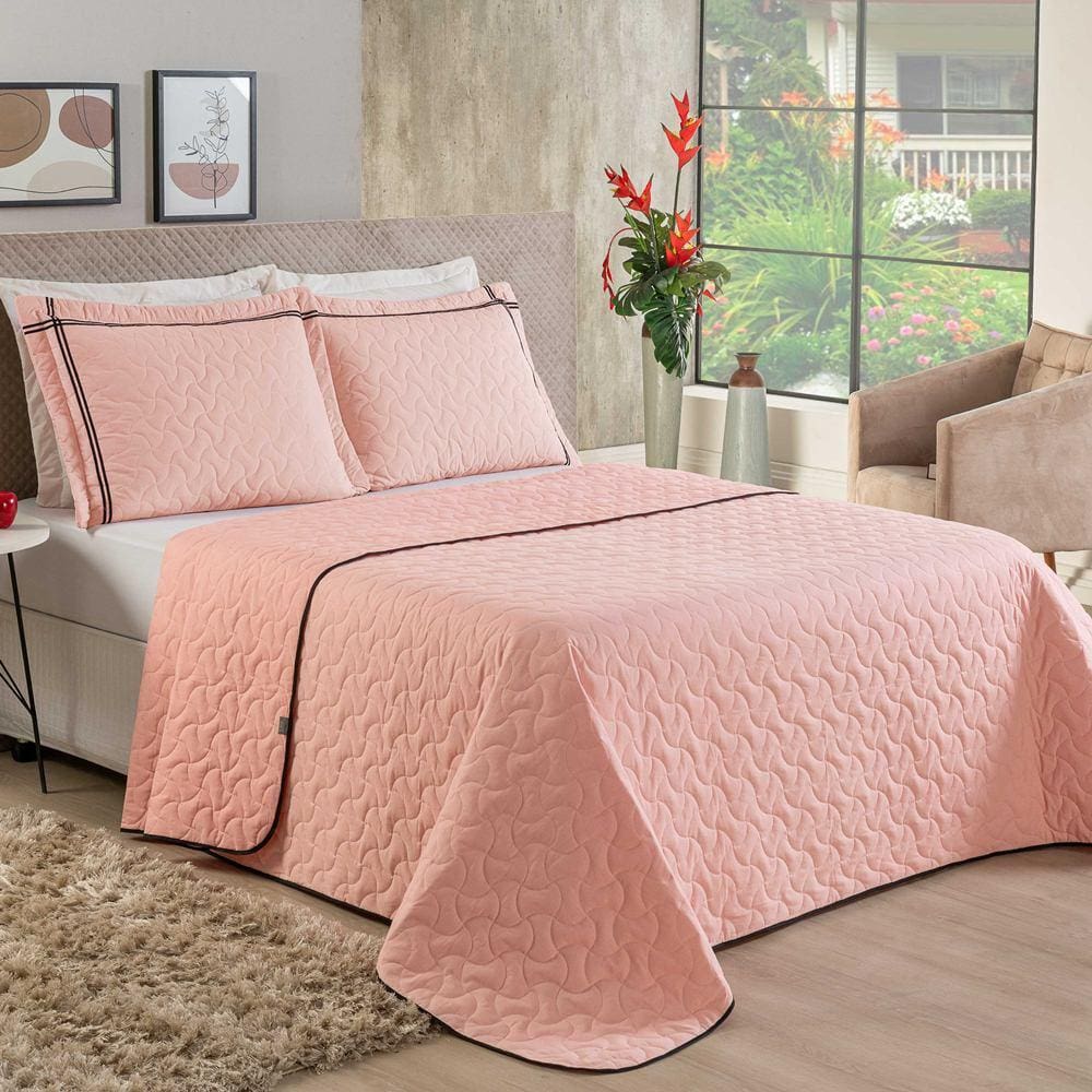 Cobre Leito Solteiro Bella 100% Algodão 2 Peças - Rosa
