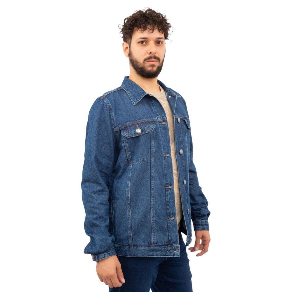 Jaqueta Jeans Masculina com Bolsos