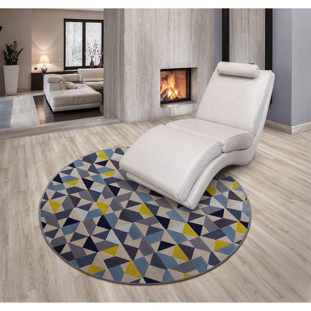 Tapete Redondo 150cm Pixel School Tapetes São Carlos Caleidoscopio Azul
