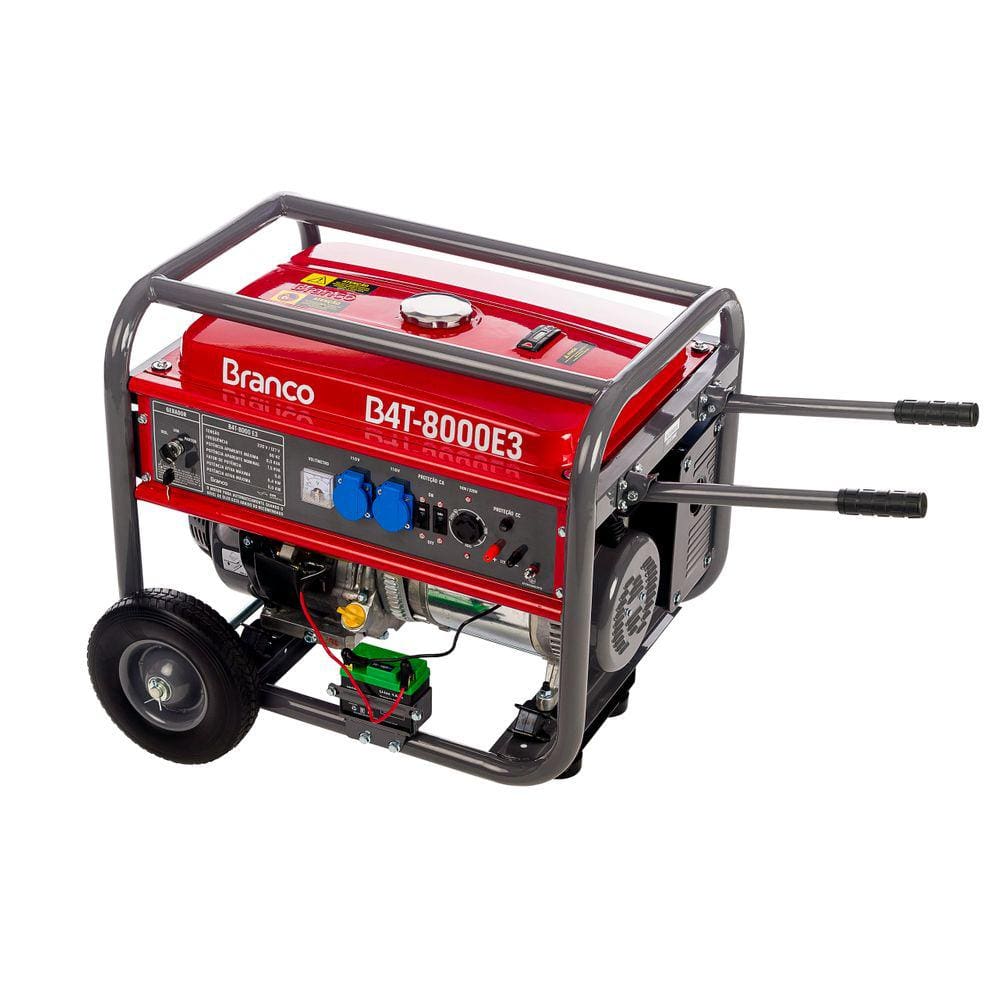 Gerador de Energia À Gasolina 8,0kva 15hp 220v Trifásico com Partida Elétrica Branco
