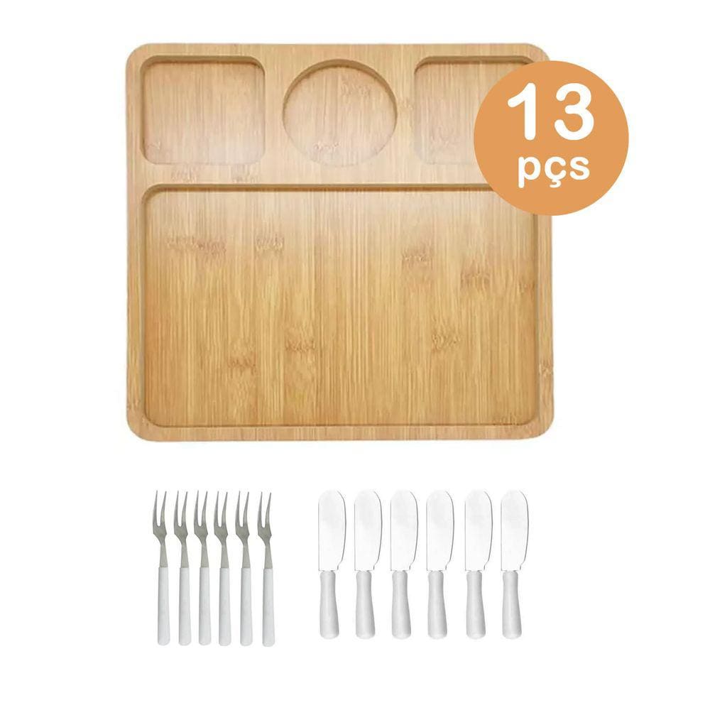 Kit 13pçs Petisqueira Tábua frios petiscos garfo e espátula