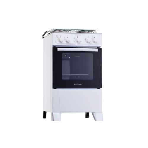imagem-Fogão 4 Bocas com Forno Mônaco Plus Atlas Acendimento Automático Mesa Vidro Branco - Bivolt
