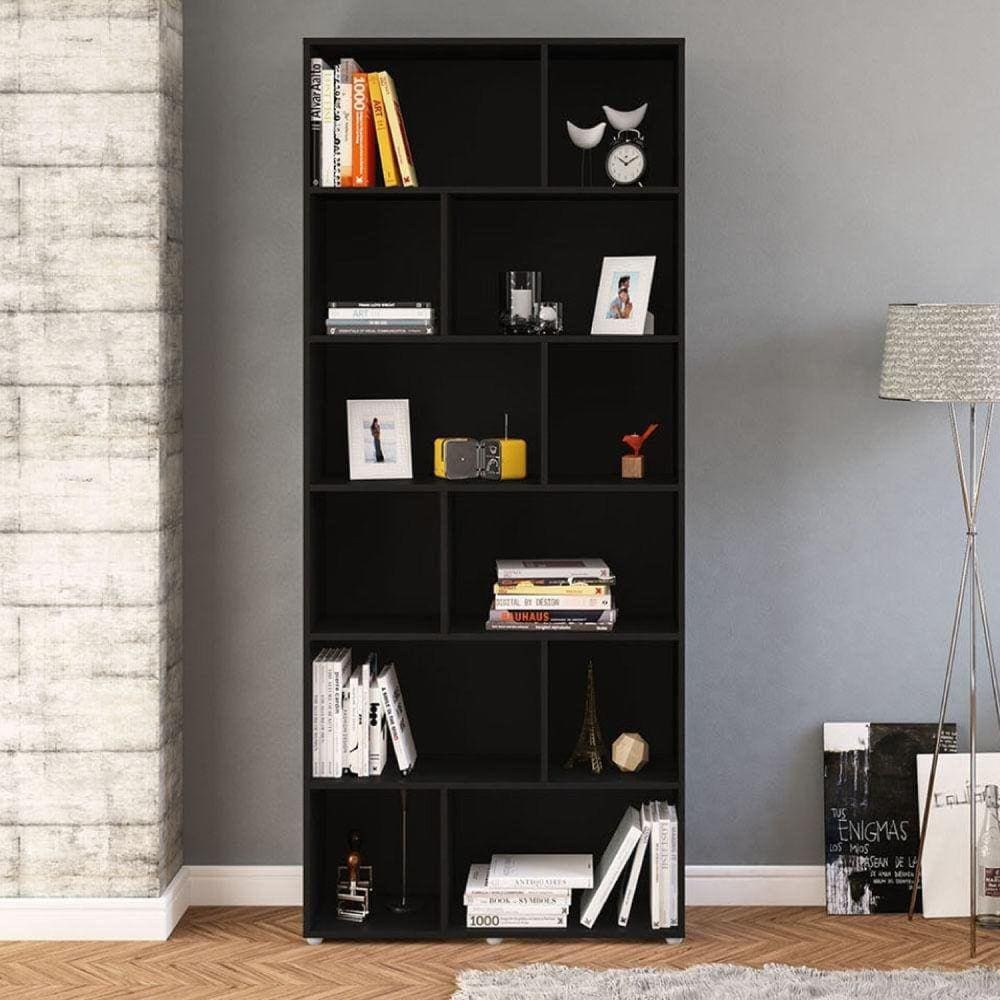 Estante Livreiro Xangai com 12 Nichos Preto