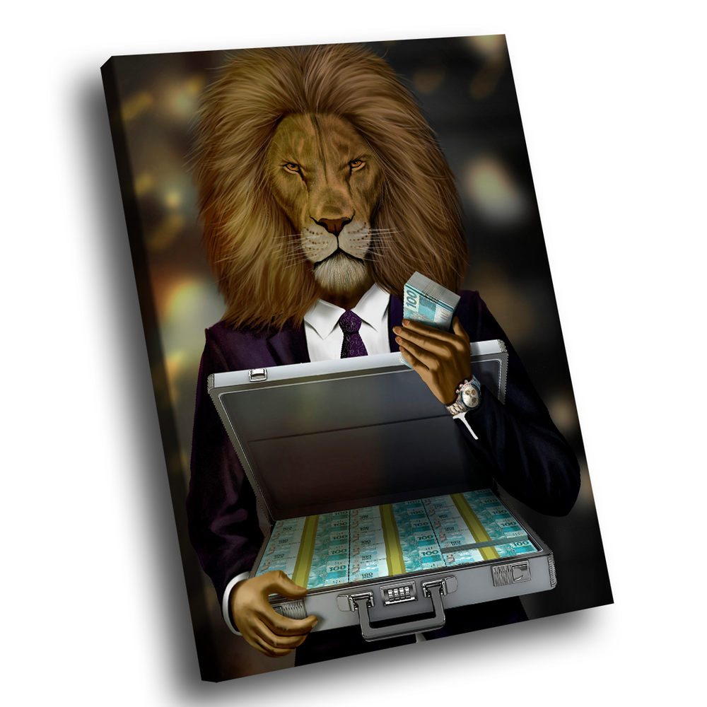 QUADRO DECORATIVO LION MONEY Grande 118x78