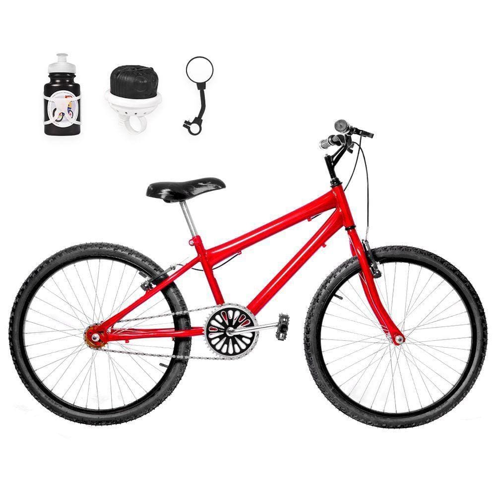 Bicicleta Infantil Aro 24 Alumínio Vermelha E Preta