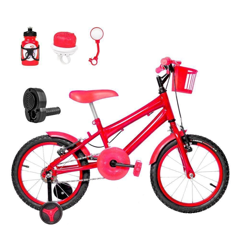 Bicicleta Infantil Aro 16 Alumínio E Acelerador Vermelha