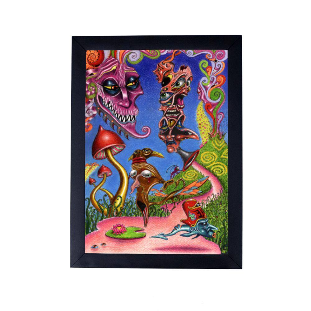 lindo presente quadro poster com moldura psicodelico P8327