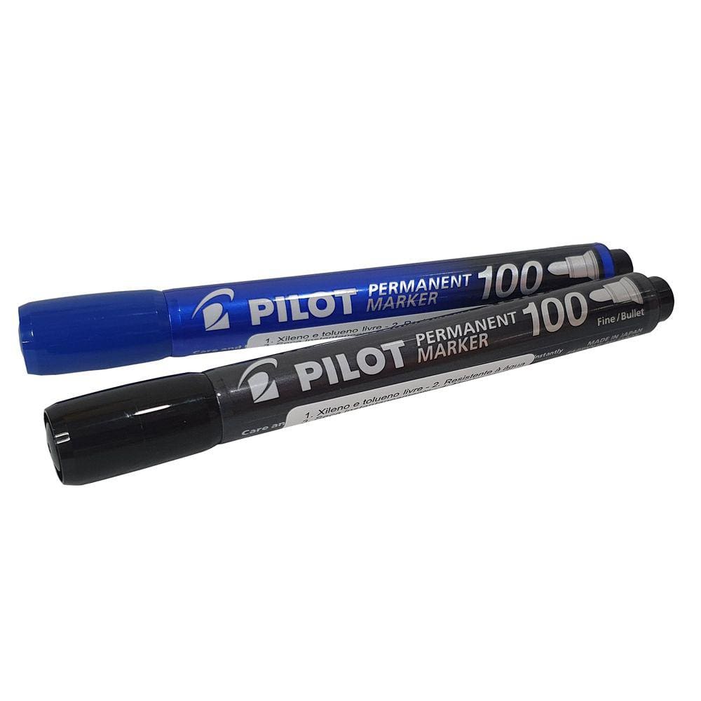 Kit 2 Caneta Marcador Permanente Pilot Azul E Preta Sca-100