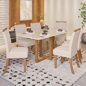 Conjunto Sala de Jantar Mesa e 6 Cadeiras Kate Espresso Móveis