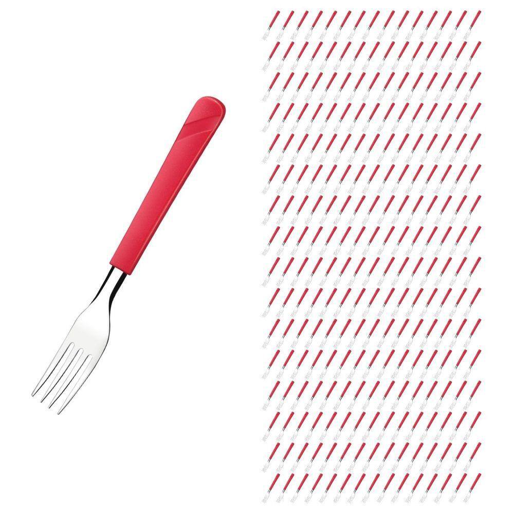 Jogo 240 Garfos Aço Inox e Plástico Vermelho Linha Luna