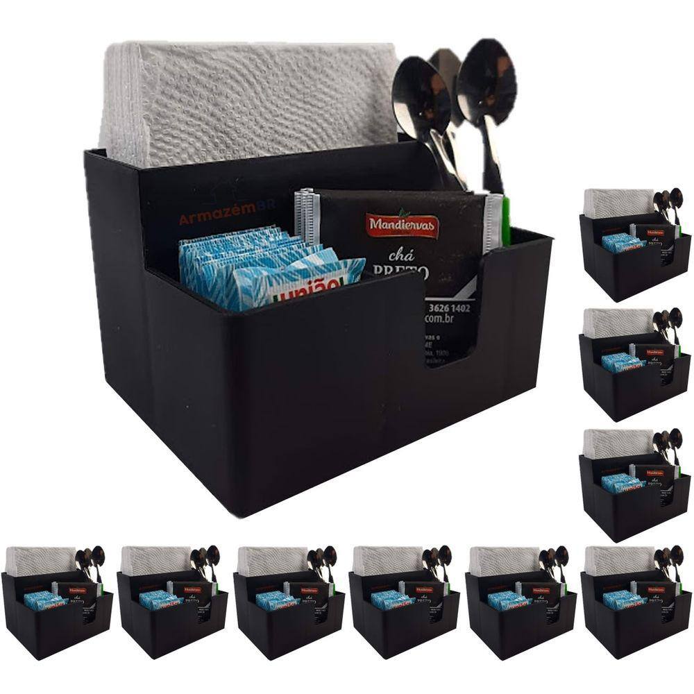 Kit 10 Porta Guardanapo Mesa Papel Sachê Café Açúcar Adoçante Mexedor Lanche - Coza
