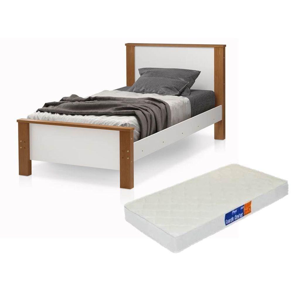 cama infantil tamanho solteiro brco/Ame com colchão solteiro