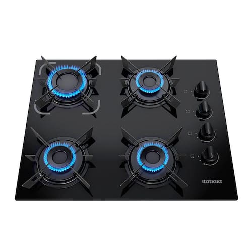imagem-Cooktop 4 Bocas a Gás Itatiaia Electra Glass Mesa de Vidro Acendimento Superautomático Preto Bivolt