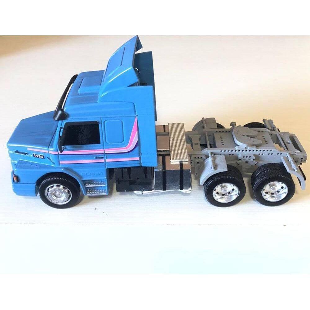 Caminhao brinquedo azul scania extra, extra