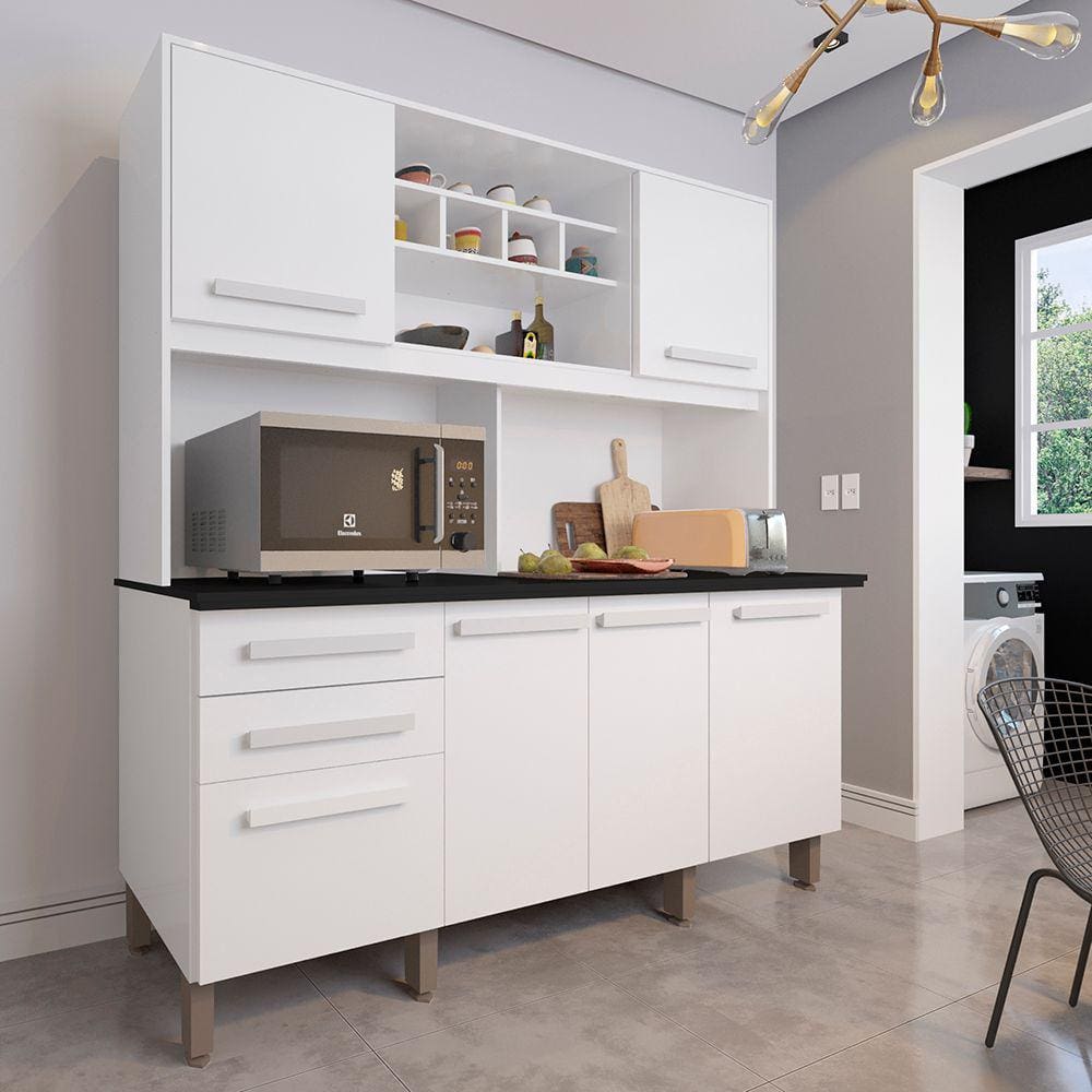 Armário para Cozinha 6 Portas 2 Gavetas Luna Plus IMOP Móveis - Branco Neve