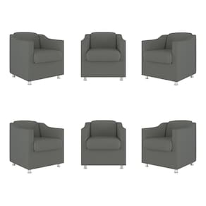 Kit 6 Poltronas Decorativas Reforçada Consultório Sala Suede