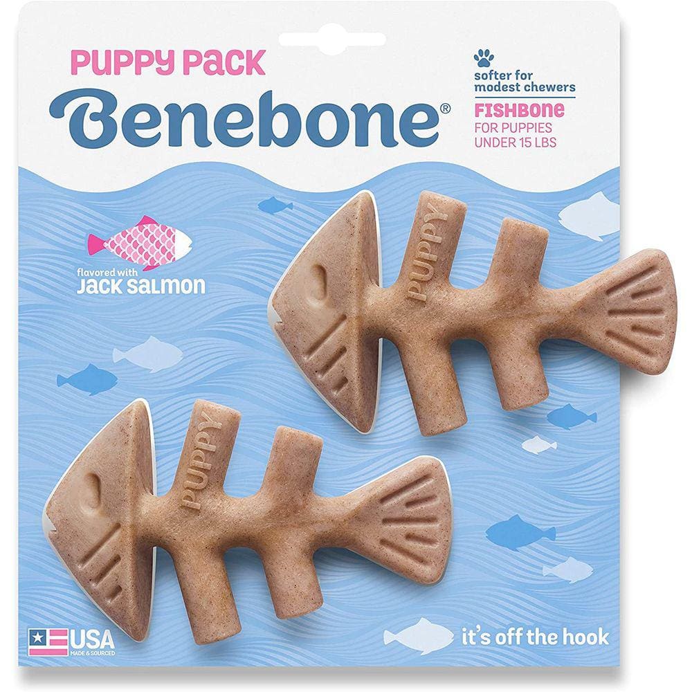 Brinquedo de Roer Benebone Fishbone Puppy 2-pack Cães Filhotes