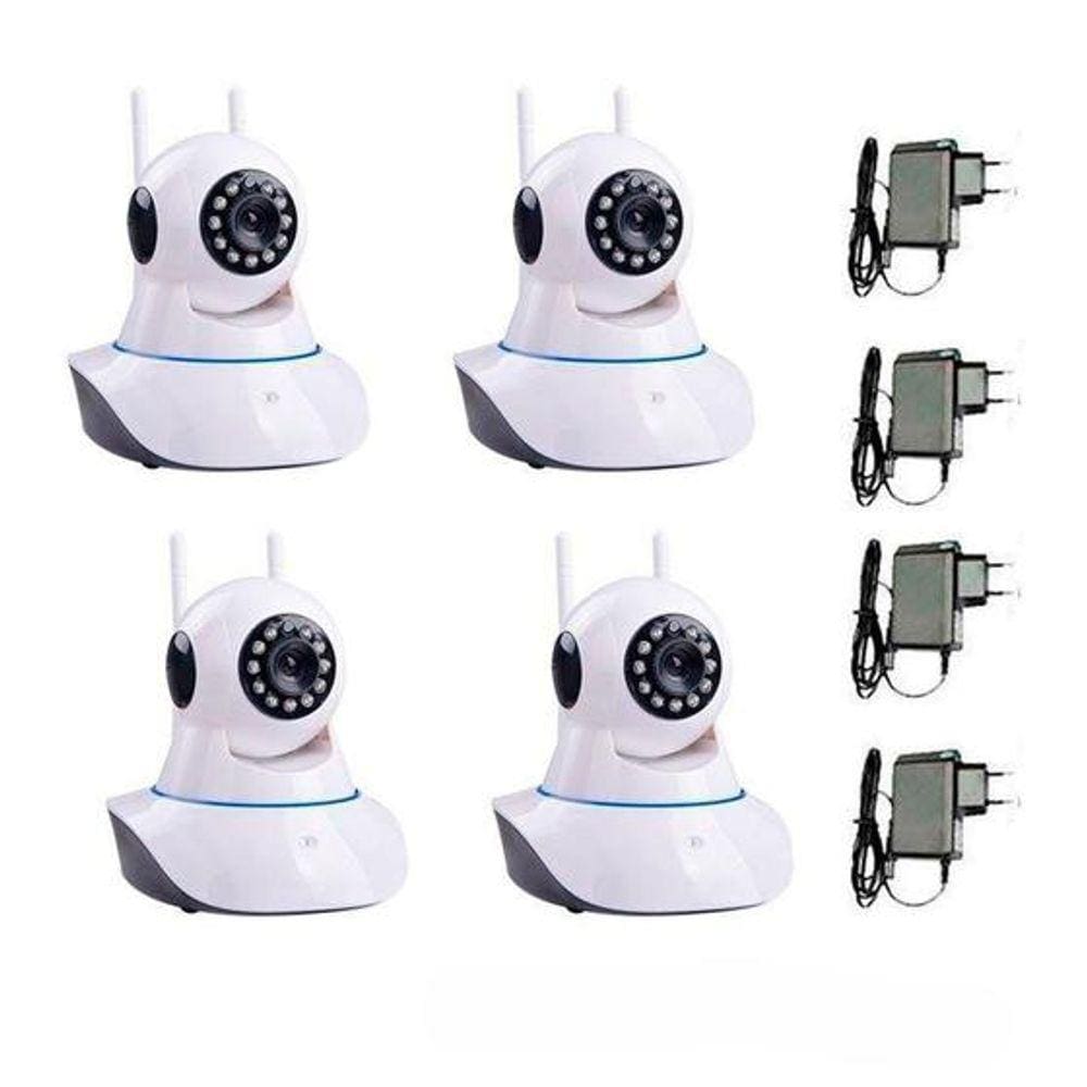 Kit 4 Câmeras de Segurança IP Sem Fio Wifi HD 720p Robo Wireless