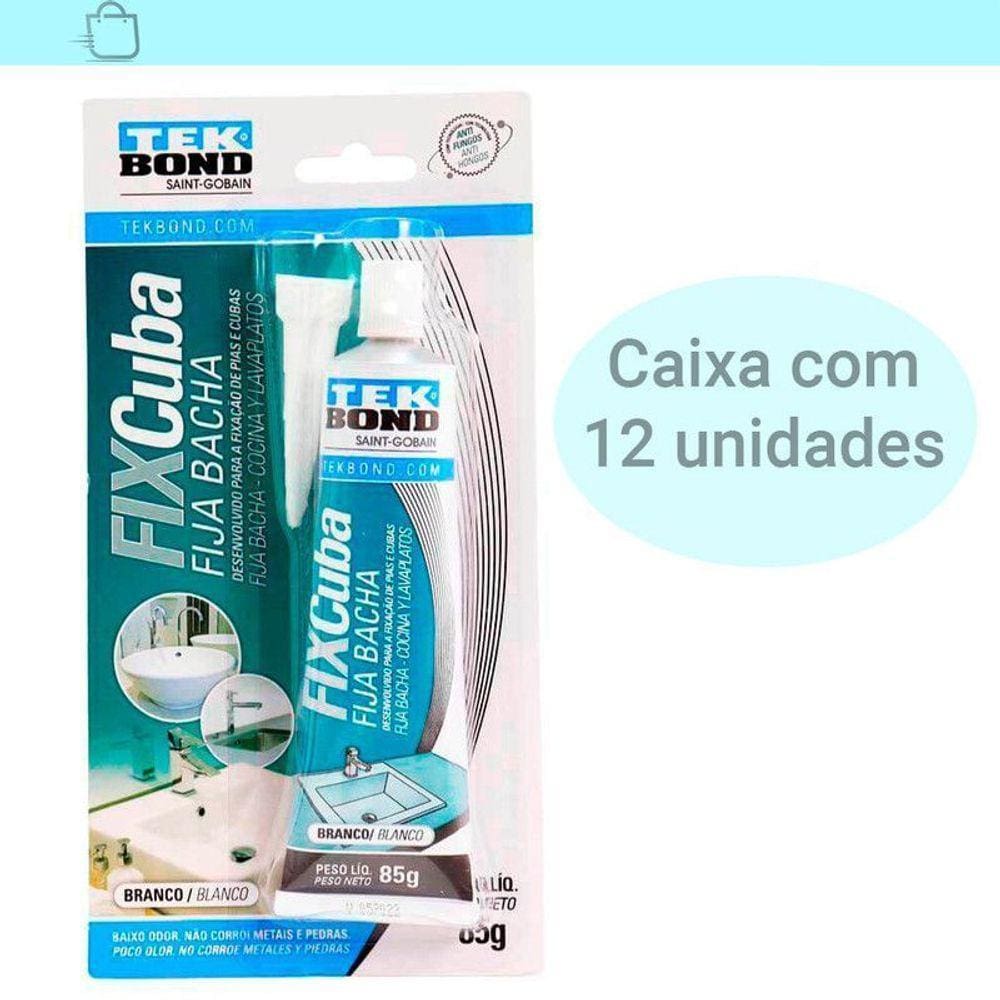 Caixa 12 Cola Cuba 85gr Fix Cuba Blister Tekbond Branco