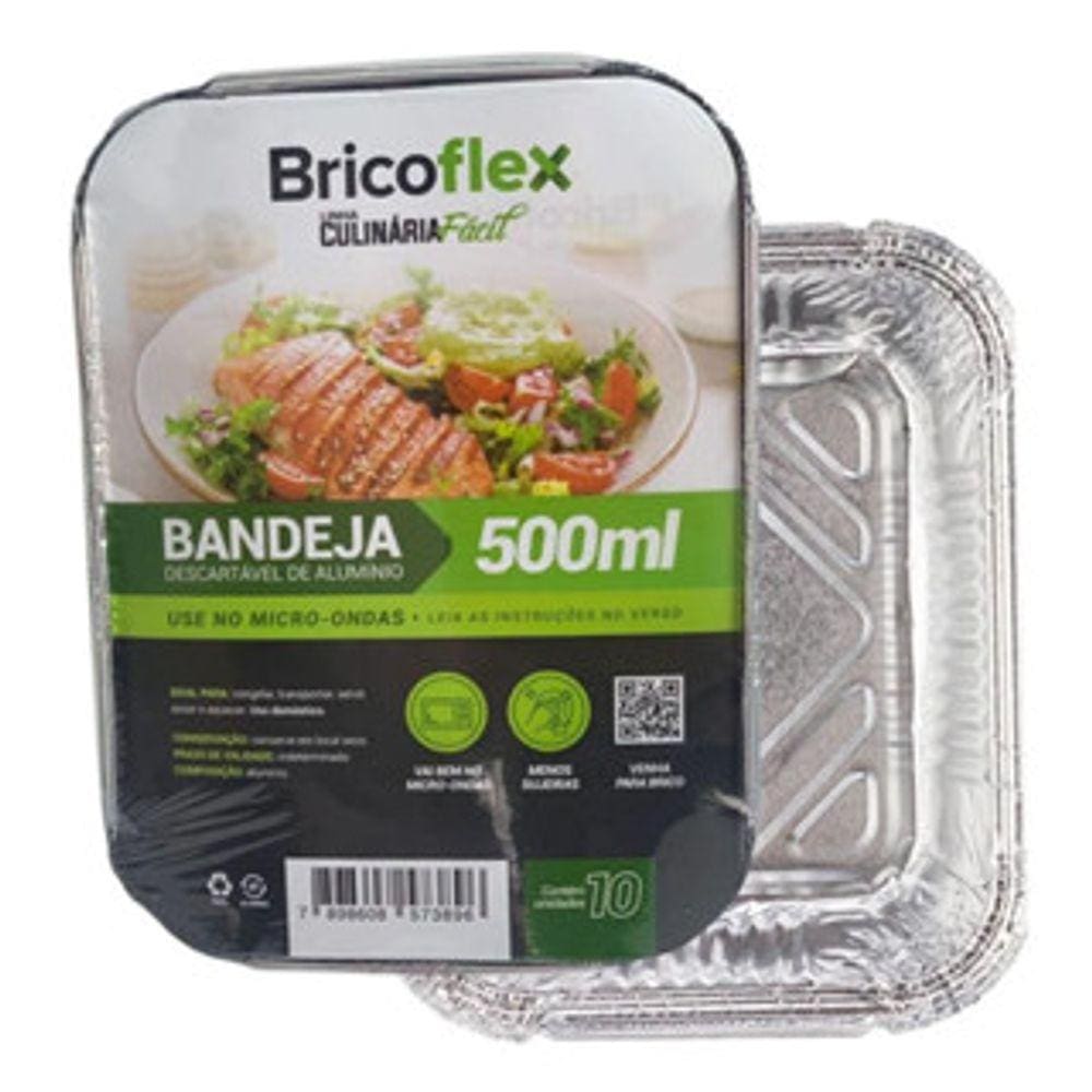 10 Bandeja Descartável Alumínio Retangular Marmitex 500ml