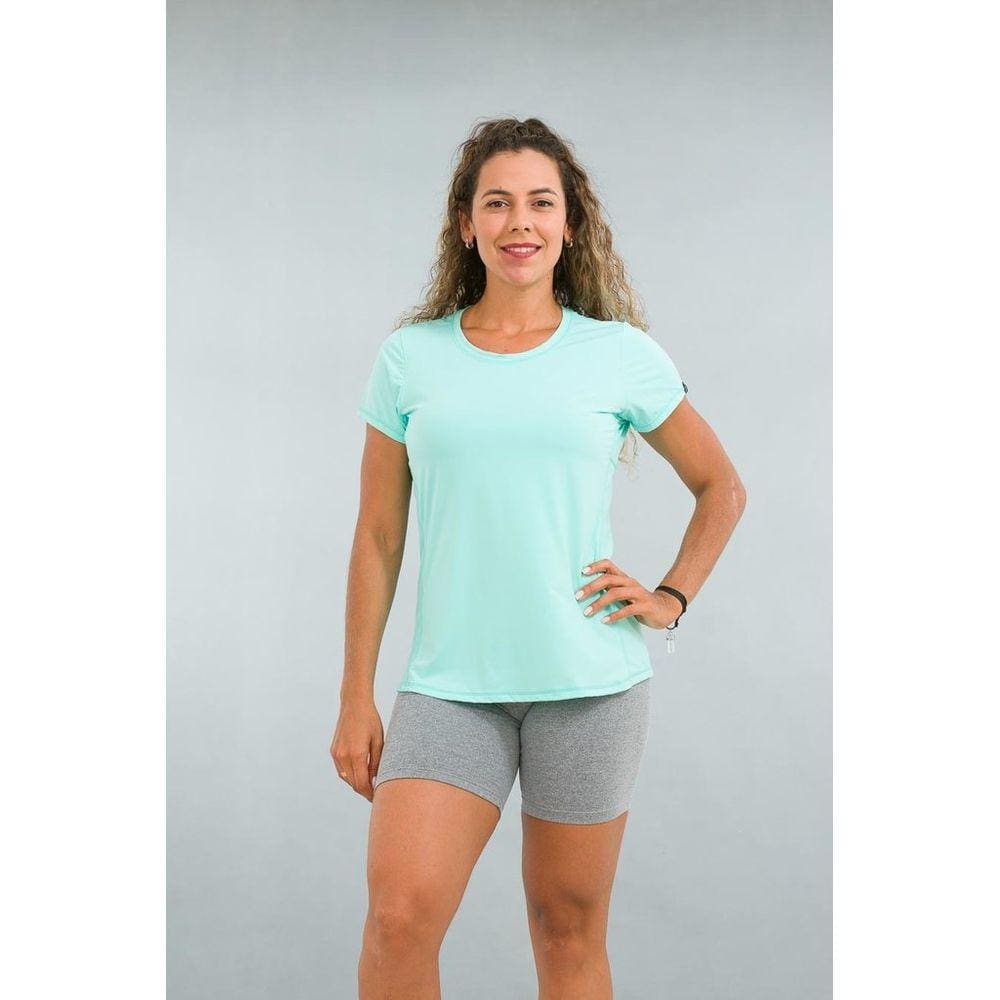 Camiseta Feminina Fitness Verde Turquesa Lean