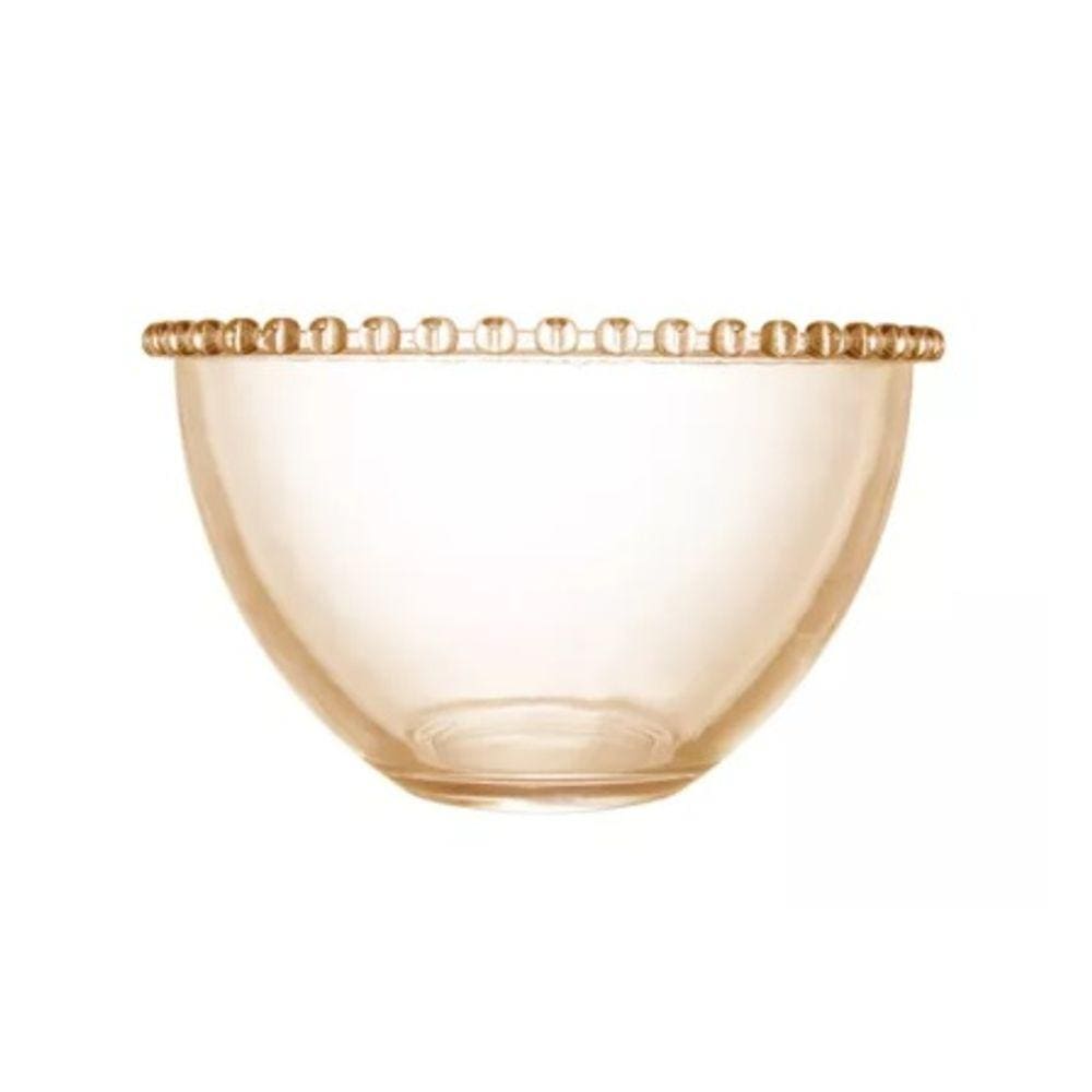 Saladeira De Cristal Coração Âmbar Metalizado 21cm Lyor