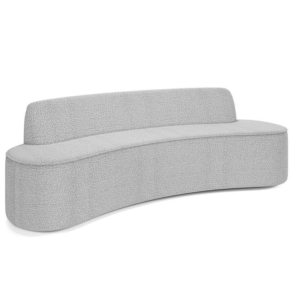 Sofá 3 Lugares Curvo Sala de Estar Living Cancún D02 Bouclê Cinza 210 cm B-56 - Lyam Decor