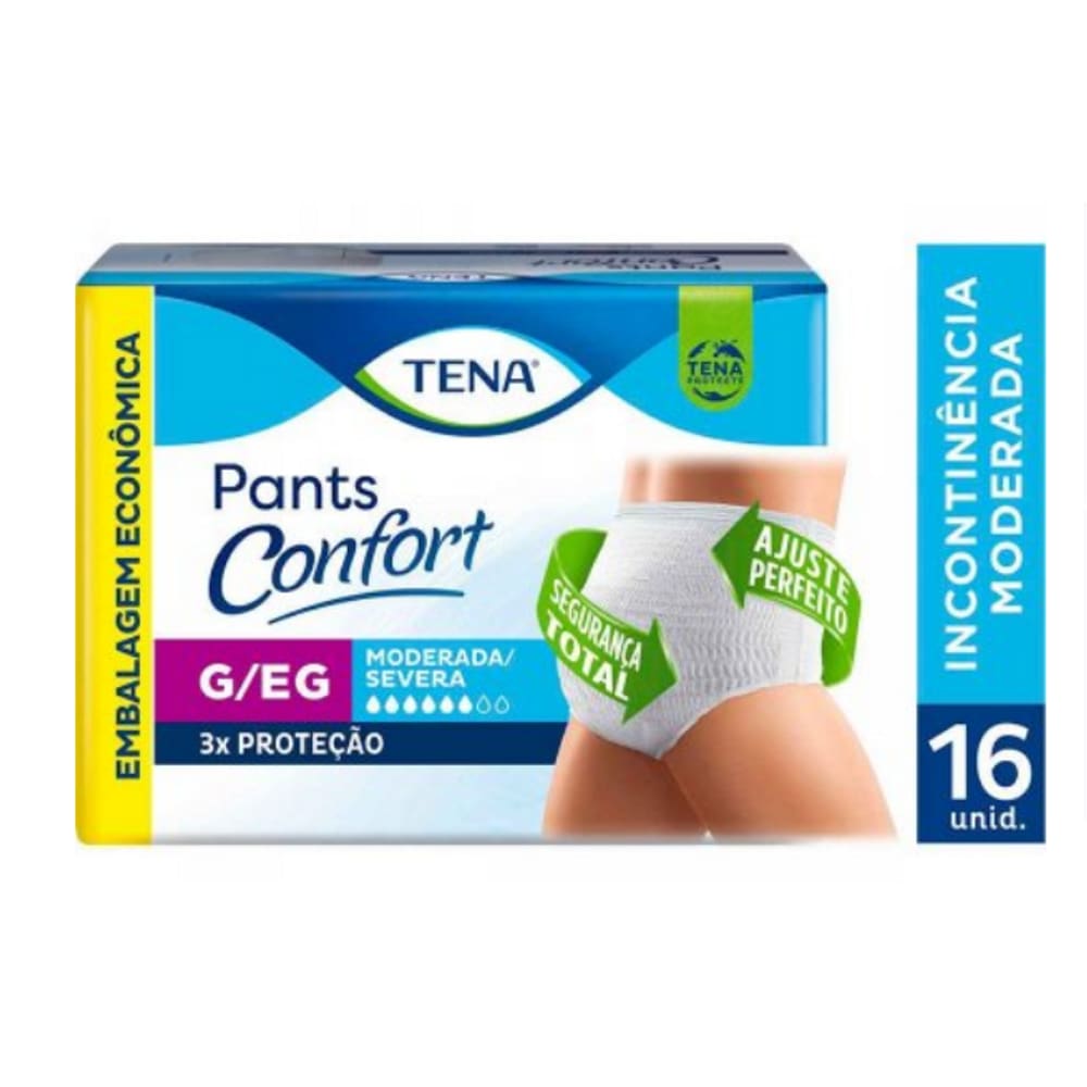 Fralda Roupa Descartável Tena Pants Confort G/Eg C/16 Unidades Unissex