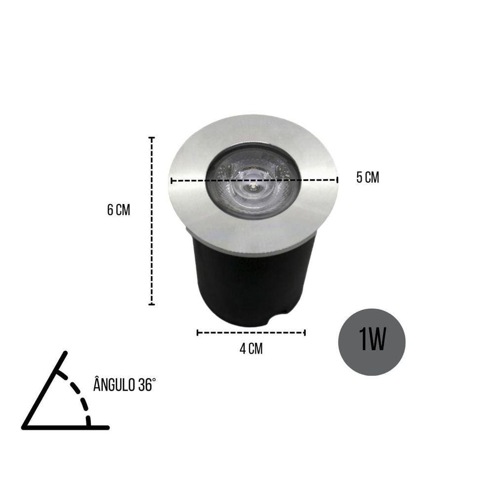 3 Balizadores Spot Pvc Led Smd 1W Branco Quente De Embutir