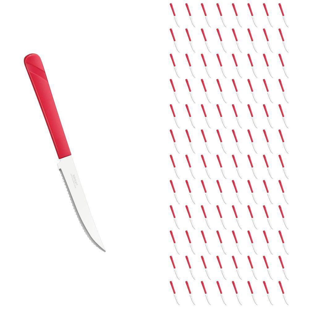 Conjunto 96 Facas Linha Luna Vermelho Aço Inox Plástico