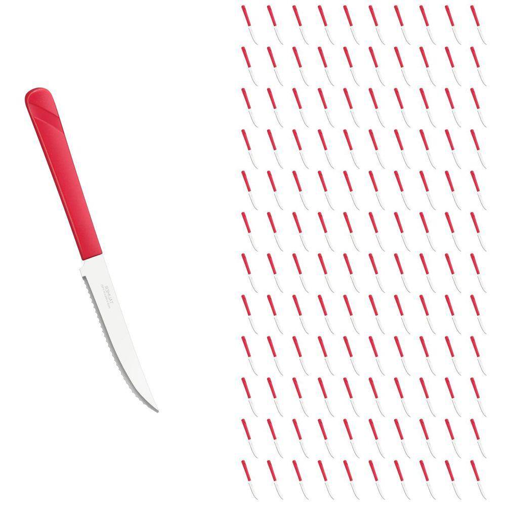 Conjunto 120 Facas Linha Luna Vermelho Aço Inox Plástico