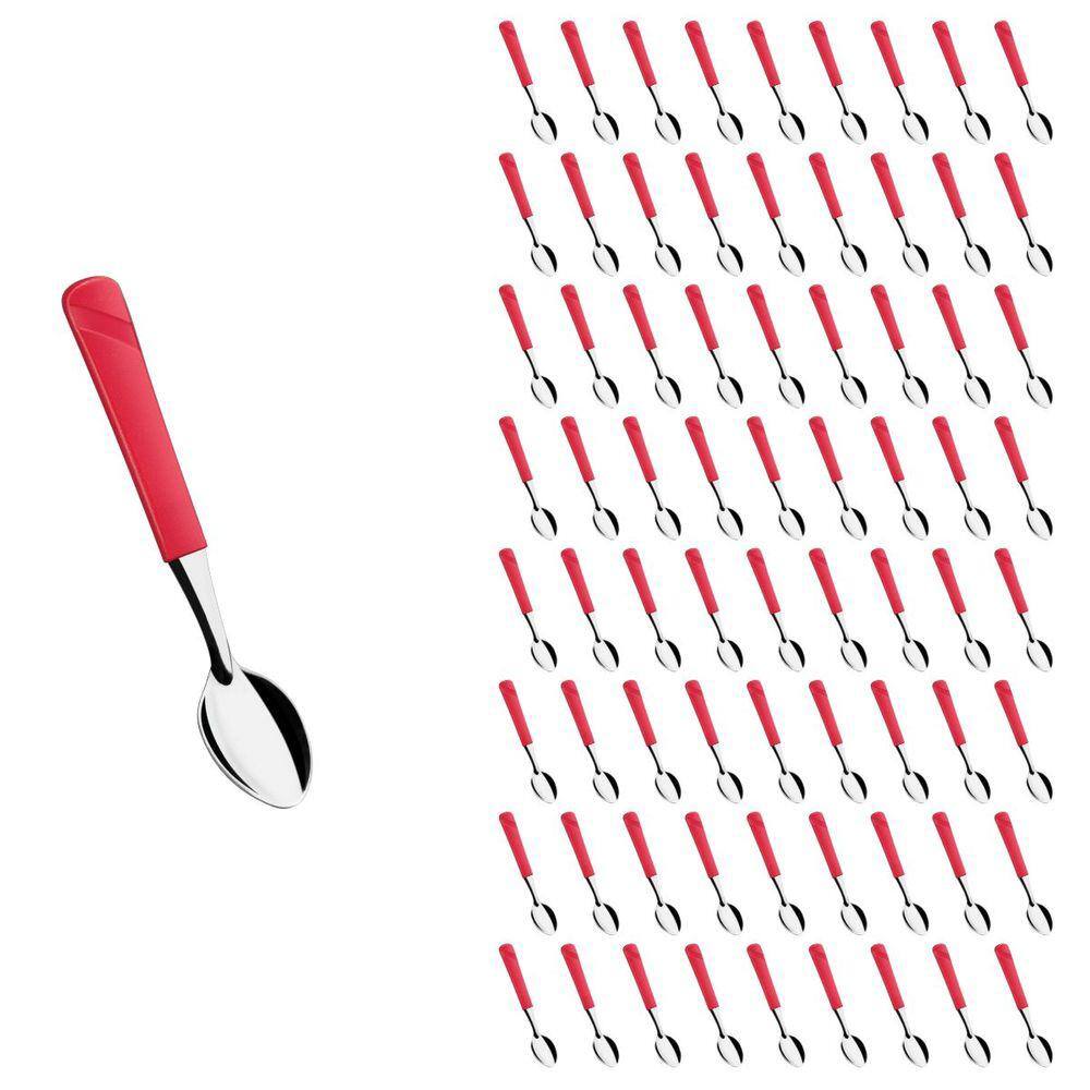Conjunto 72 Colher de Chá Linha Luna Vermelho Aço Inox