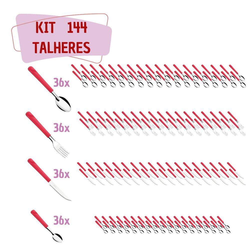 Talher 144 Inox Colher Chá Garfo Faca Colher Luna Vermelho