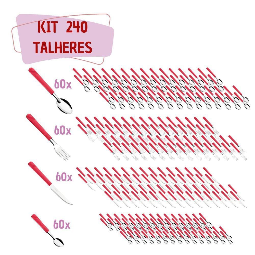 Talher 240 Inox Colher Chá Garfo Faca Colher Luna Vermelho