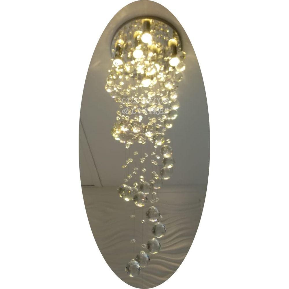Lustre De Cristal Espiral, Base 40cm De Diâmetro