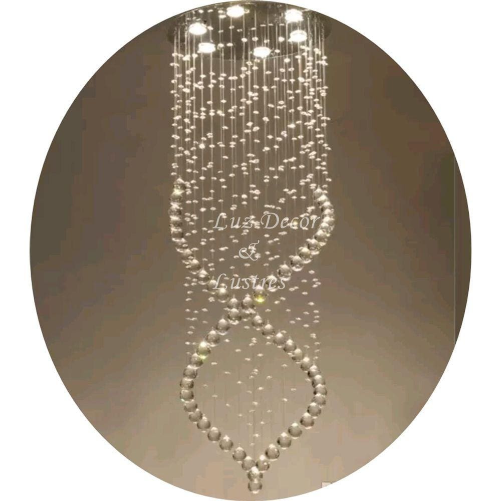 Lustre de Cristal Espiral Duplo,Base Inox 40cm de Diâmetro