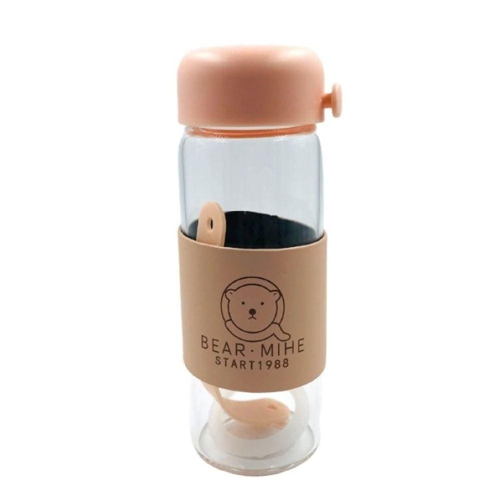 Garrafa De Vidro Infantil com Alça Urso BearMihe 450ML
