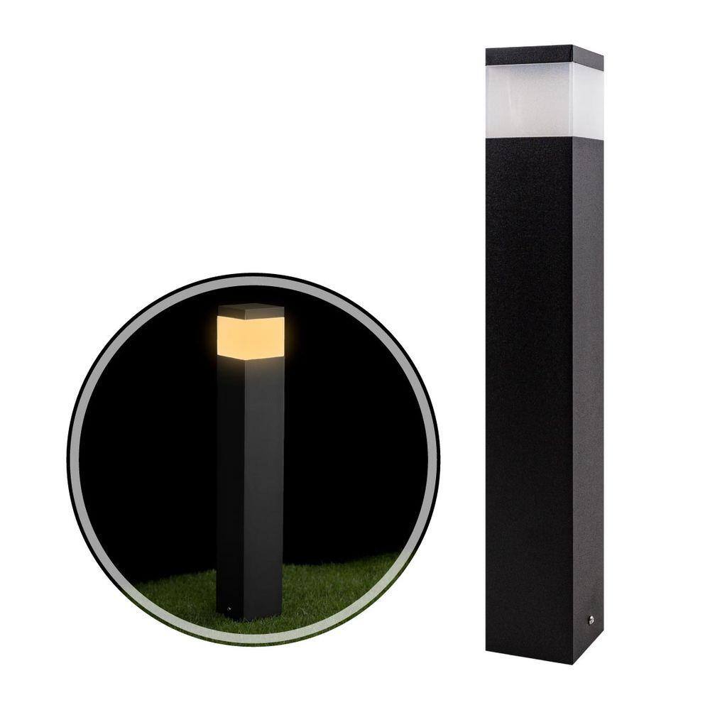 3x Poste Luminária Jardim 50cm Alumínio Preto + LED 12W luz Quente ST222