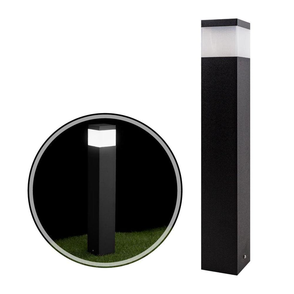 Poste Luminária Balizador Alumínio Jardim 50cm Preto p/ E27 ST222