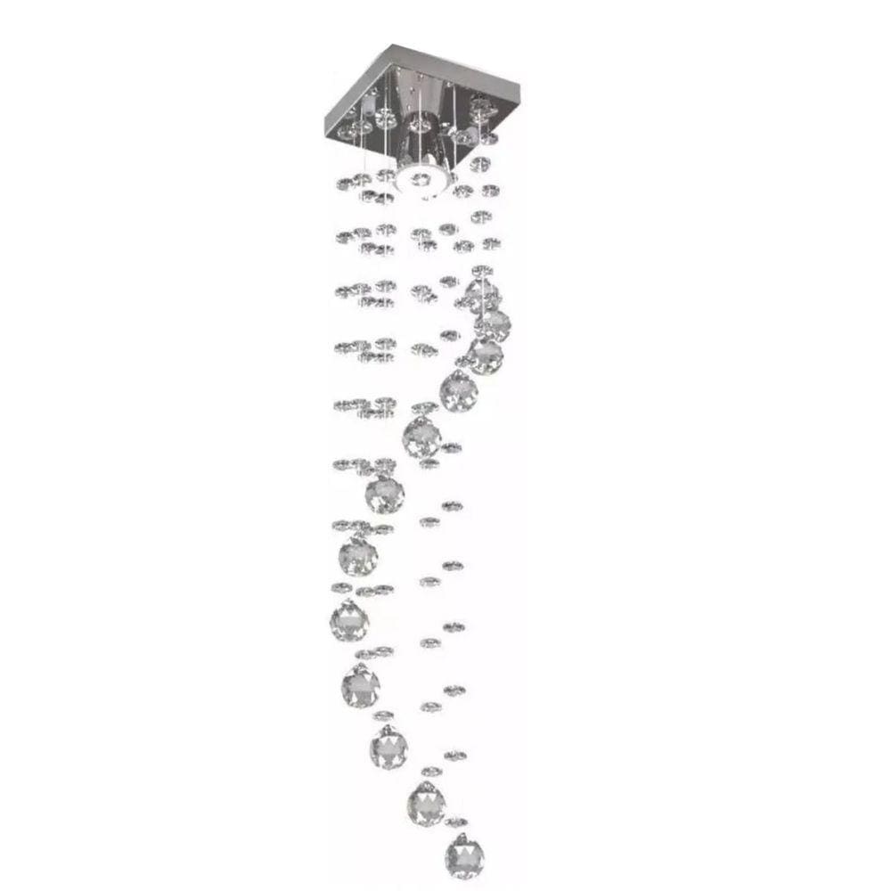 Kit 02 Lustres Cristal Espiral Base Inox Decoração