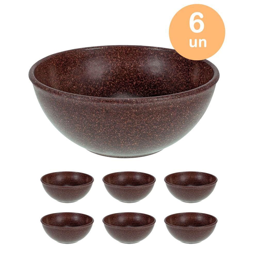 6un TIGELA 500ml BOWL CUMBUCA SOPA CALDO MARROM ESCURO
