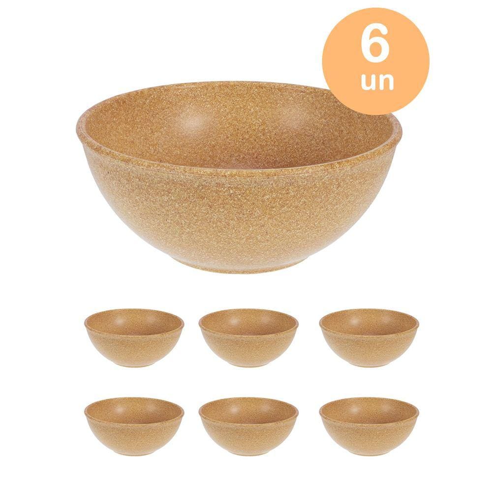 6un TIGELA 500ml BOWL CUMBUCA VASILHA CALDO MARROM CLARO