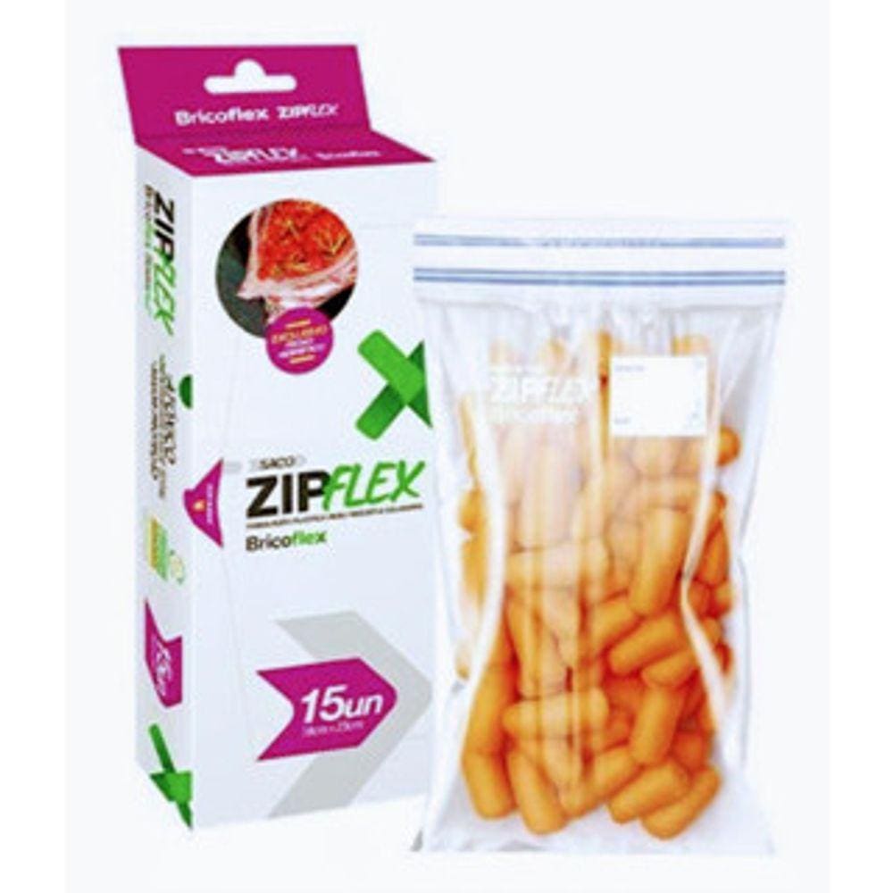 Saco Plástico Zip Com Fecho Hermético 18x23cm (Kit com 3 Pacotes totalizando 45 Unidades) Saquinho Alimento para Geladeira