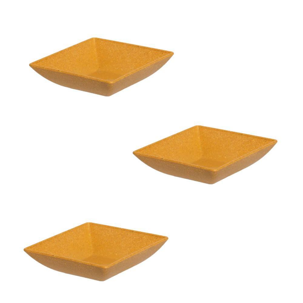 Kit 3Un Mini Petisqueira Quadrado Aperitivos Marrom Claro