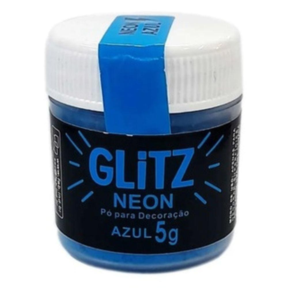 Corante Pó Glitz Neon Azul Brilha Na Luz Negra