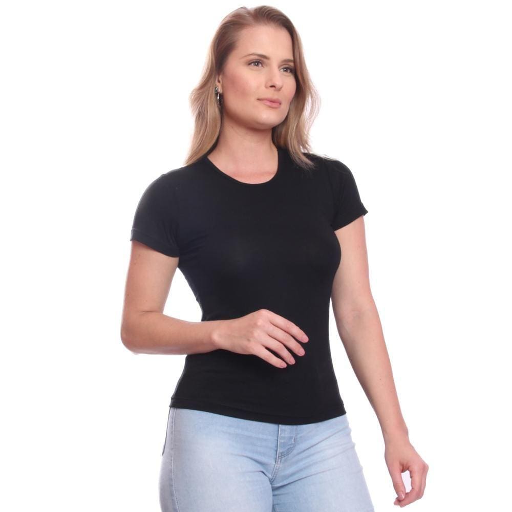 Camiseta Blusa Feminina Slim Fit Baby Look Básica Casual