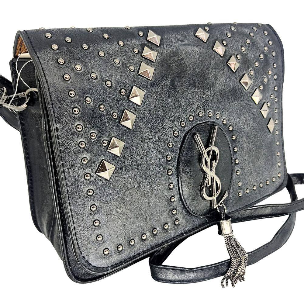 Bolsa feminina transversal tiracolo com pedrinhas espaçosa
